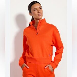 MPG Spicy Orange Women's 1/4 Zip Cropped Sweatshirt